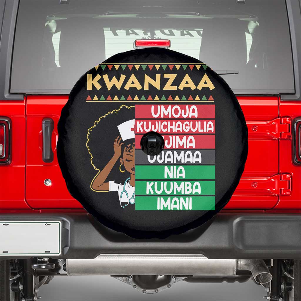 7 Principles Of Kwanzaa Spare Tire Cover Nurse Pride African American Heritage Gift TS12 Black Print Your Wear