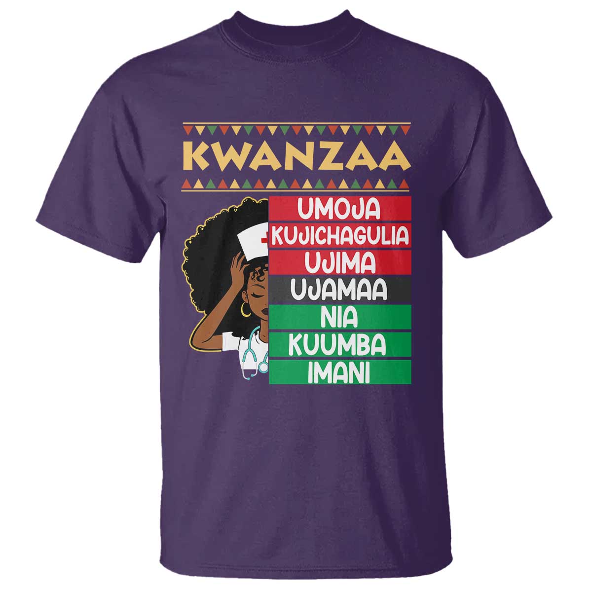 7 Principles Of Kwanzaa T Shirt Nurse Pride African American Heritage Gift TS12 Purple Print Your Wear