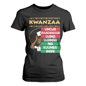 7 Principles Of Kwanzaa T Shirt For Women Nurse Pride African American Heritage Gift TS12 Black Print Your Wear