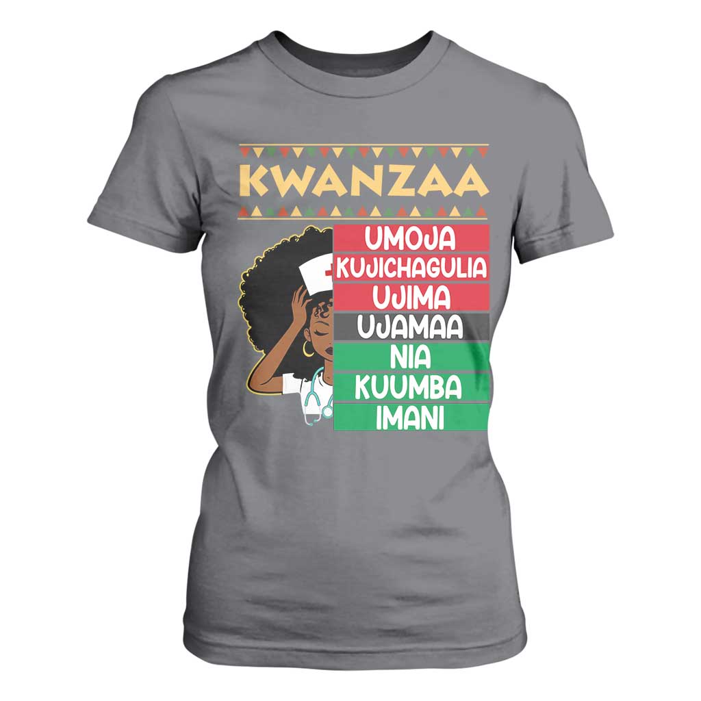 7 Principles Of Kwanzaa T Shirt For Women Nurse Pride African American Heritage Gift TS12 Charcoal Print Your Wear