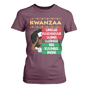 7 Principles Of Kwanzaa T Shirt For Women Nurse Pride African American Heritage Gift TS12 Maroon Print Your Wear