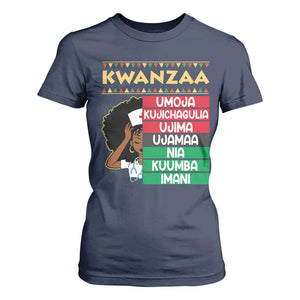7 Principles Of Kwanzaa T Shirt For Women Nurse Pride African American Heritage Gift TS12 Navy Print Your Wear