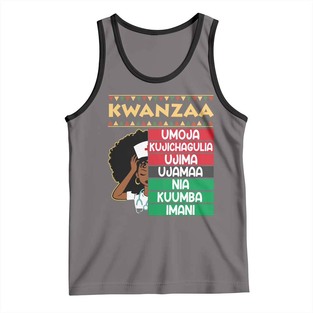 7 Principles Of Kwanzaa Tank Top Nurse Pride African American Heritage Gift TS12 Deep Heather Black Print Your Wear