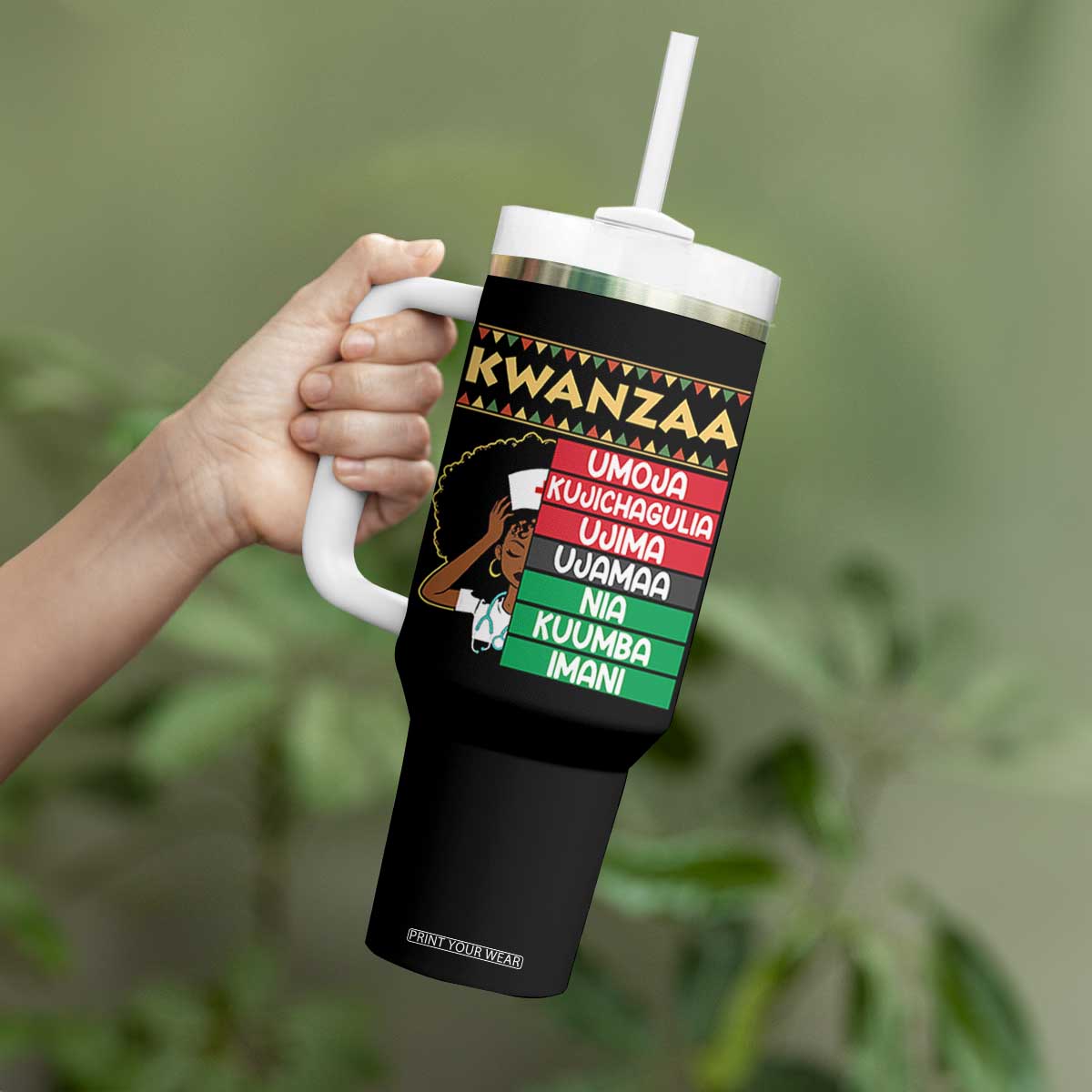 7 Principles Of Kwanzaa Tumbler With Handle Nurse Pride African American Heritage Gift TS12 Print Your Wear