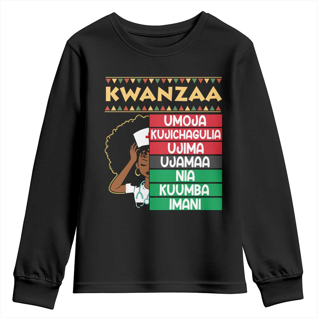 7 Principles Of Kwanzaa Youth Sweatshirt Nurse Pride African American Heritage Gift TS12 Black Print Your Wear