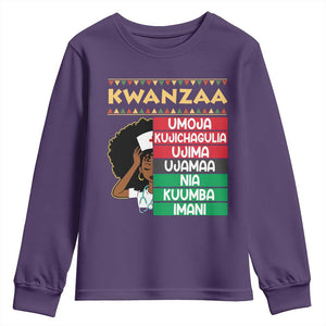7 Principles Of Kwanzaa Youth Sweatshirt Nurse Pride African American Heritage Gift TS12 Purple Print Your Wear