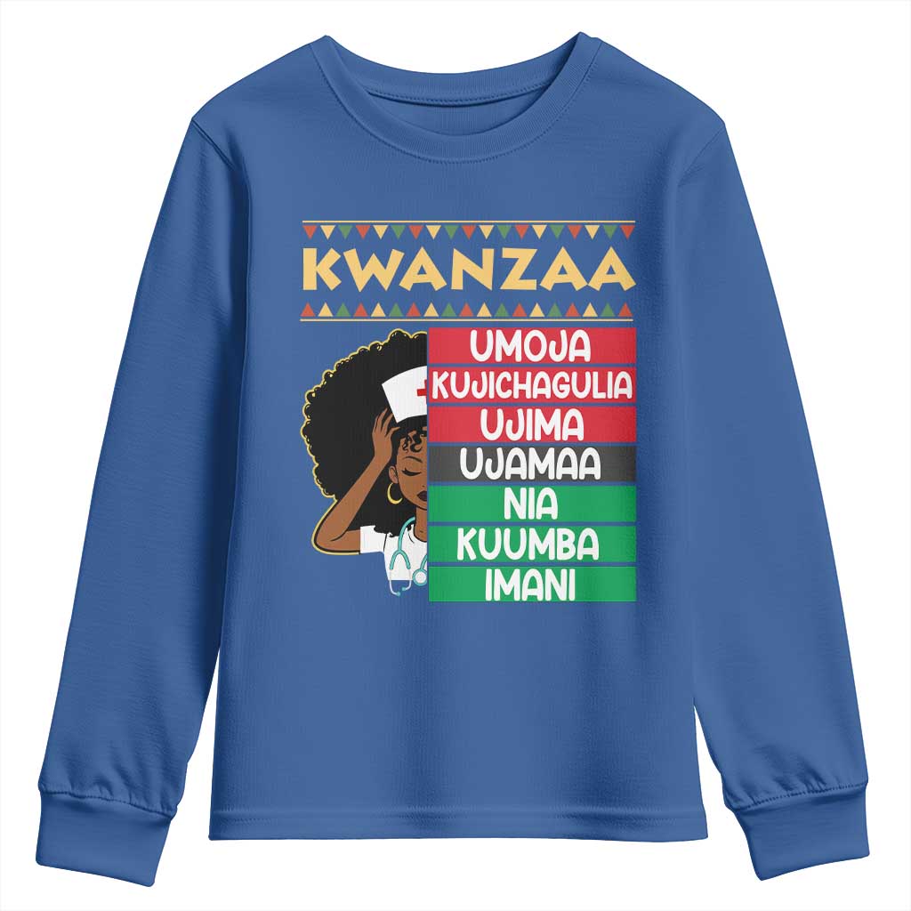 7 Principles Of Kwanzaa Youth Sweatshirt Nurse Pride African American Heritage Gift TS12 Royal Blue Print Your Wear