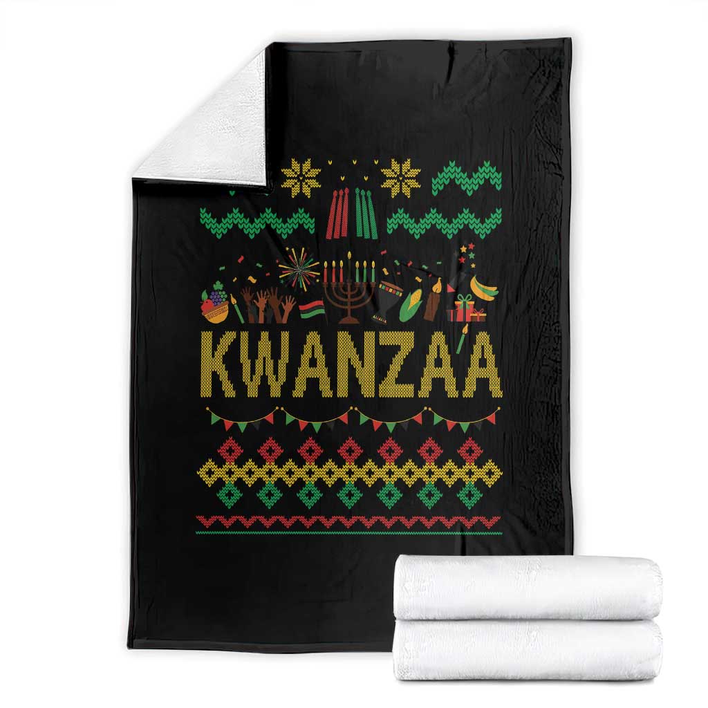 Funny Kwanzaa Celebration Ugly Sweater Throw Blanket African Heritage Holiday Gift TS12 Black Print Your Wear