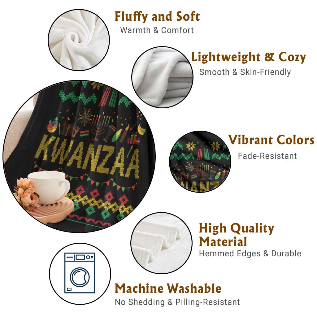 Funny Kwanzaa Celebration Ugly Sweater Throw Blanket African Heritage Holiday Gift TS12 Print Your Wear