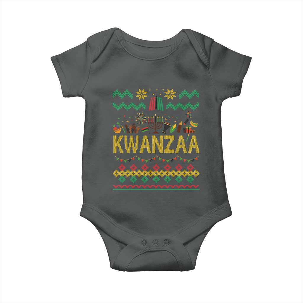 Funny Kwanzaa Celebration Ugly Sweater Baby Onesie African Heritage Holiday Gift TS12 Dark Heather Print Your Wear