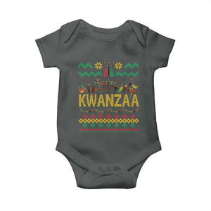 Funny Kwanzaa Celebration Ugly Sweater Baby Onesie African Heritage Holiday Gift TS12 Dark Heather Print Your Wear