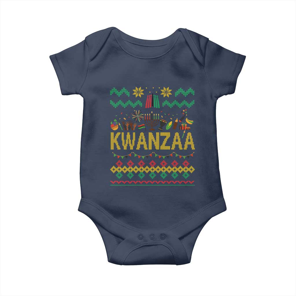 Funny Kwanzaa Celebration Ugly Sweater Baby Onesie African Heritage Holiday Gift TS12 Navy Print Your Wear