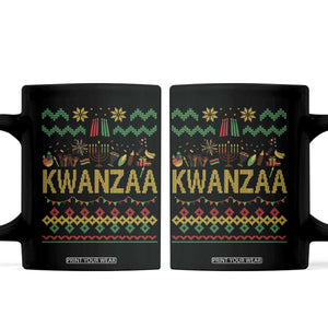 Funny Kwanzaa Celebration Ugly Sweater Coffee Mug African Heritage Holiday Gift TS12 Black Print Your Wear