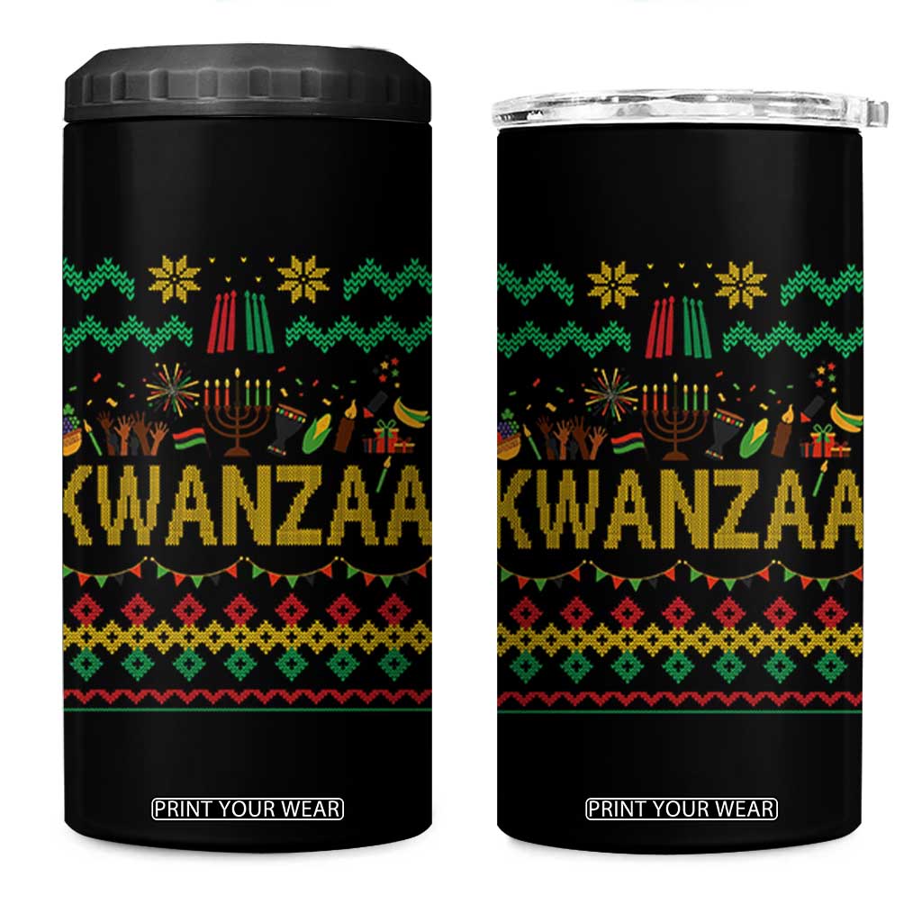 Funny Kwanzaa Celebration Ugly Sweater 4 in 1 Can Cooler Tumbler African Heritage Holiday Gift TS12 One Size: 16 oz Black Print Your Wear