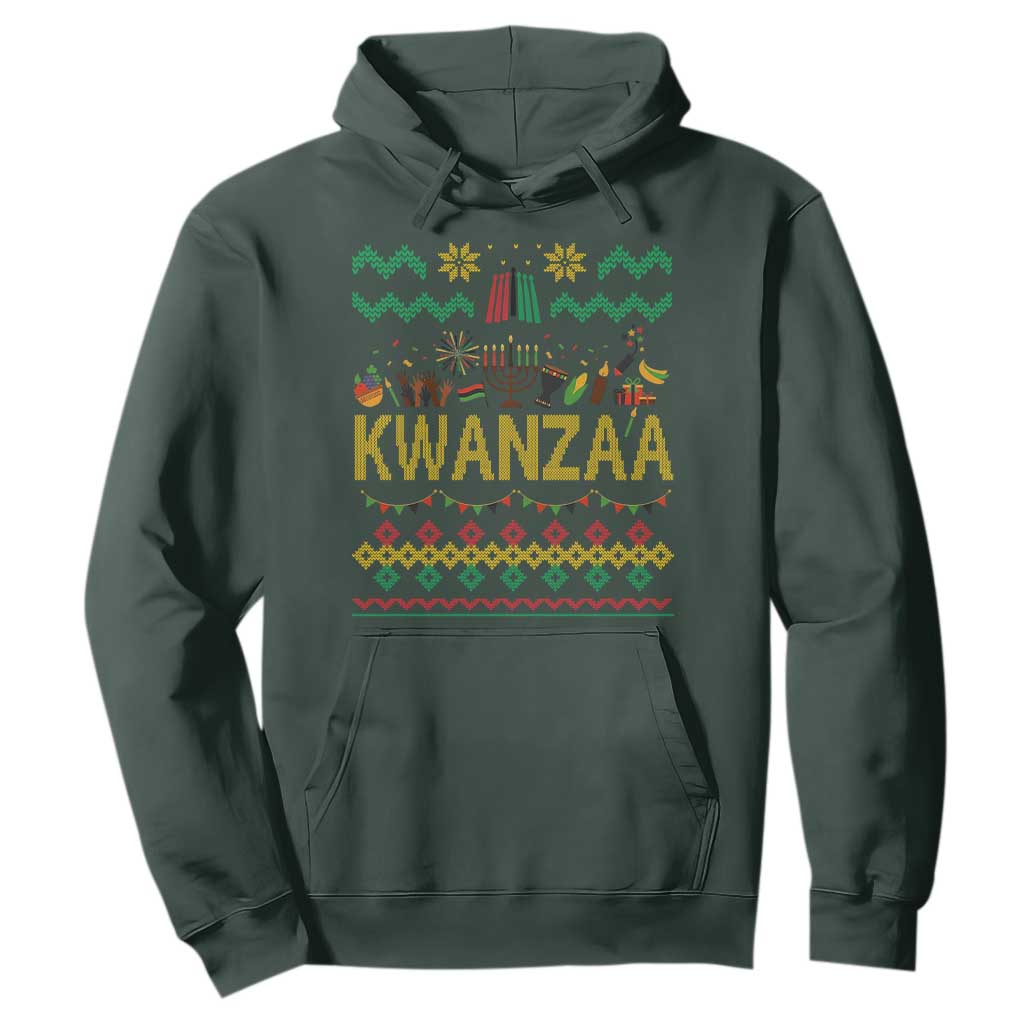 Funny Kwanzaa Celebration Ugly Sweater Hoodie African Heritage Holiday Gift TS12 Dark Forest Green Print Your Wear