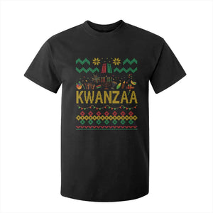 Funny Kwanzaa Celebration Ugly Sweater T Shirt For Kid African Heritage Holiday Gift TS12 Black Print Your Wear