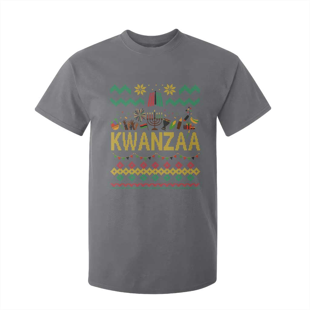 Funny Kwanzaa Celebration Ugly Sweater T Shirt For Kid African Heritage Holiday Gift TS12 Charcoal Print Your Wear
