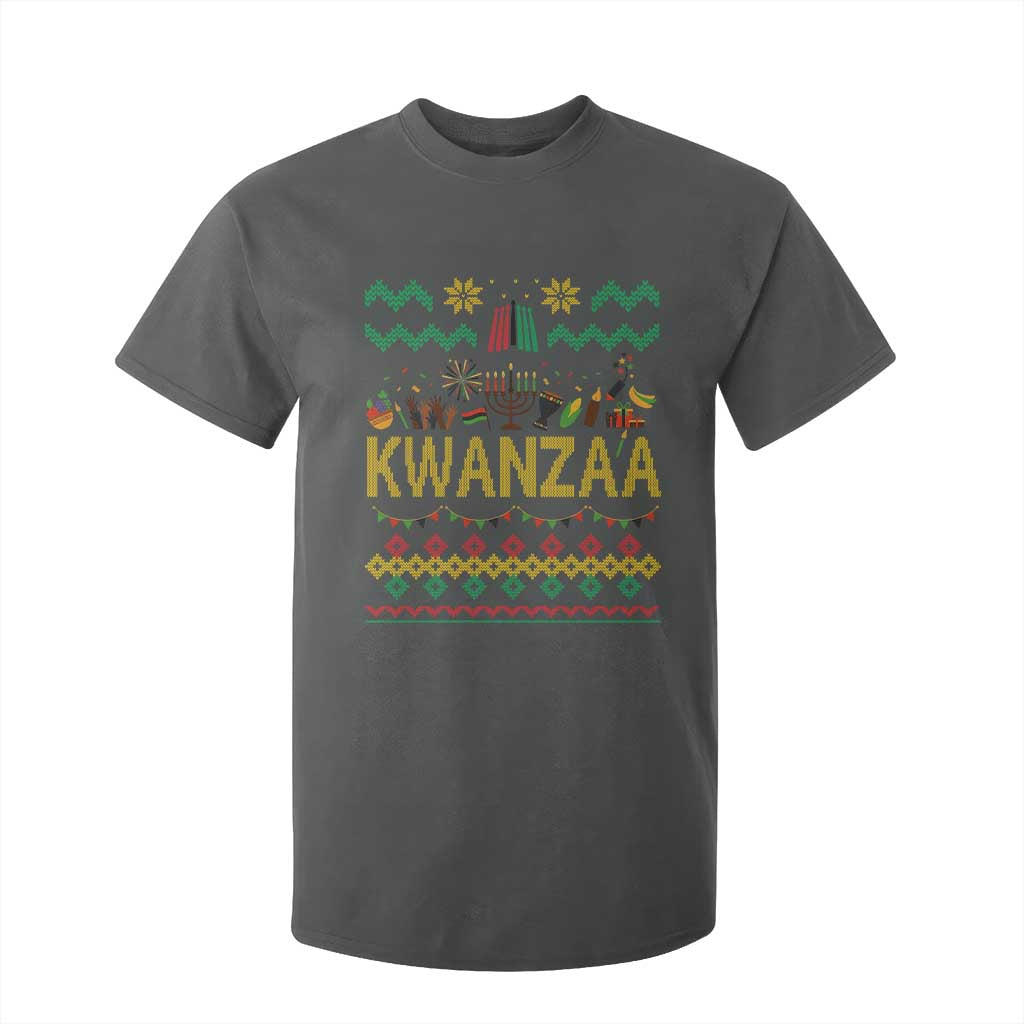 Funny Kwanzaa Celebration Ugly Sweater T Shirt For Kid African Heritage Holiday Gift TS12 Dark Heather Print Your Wear