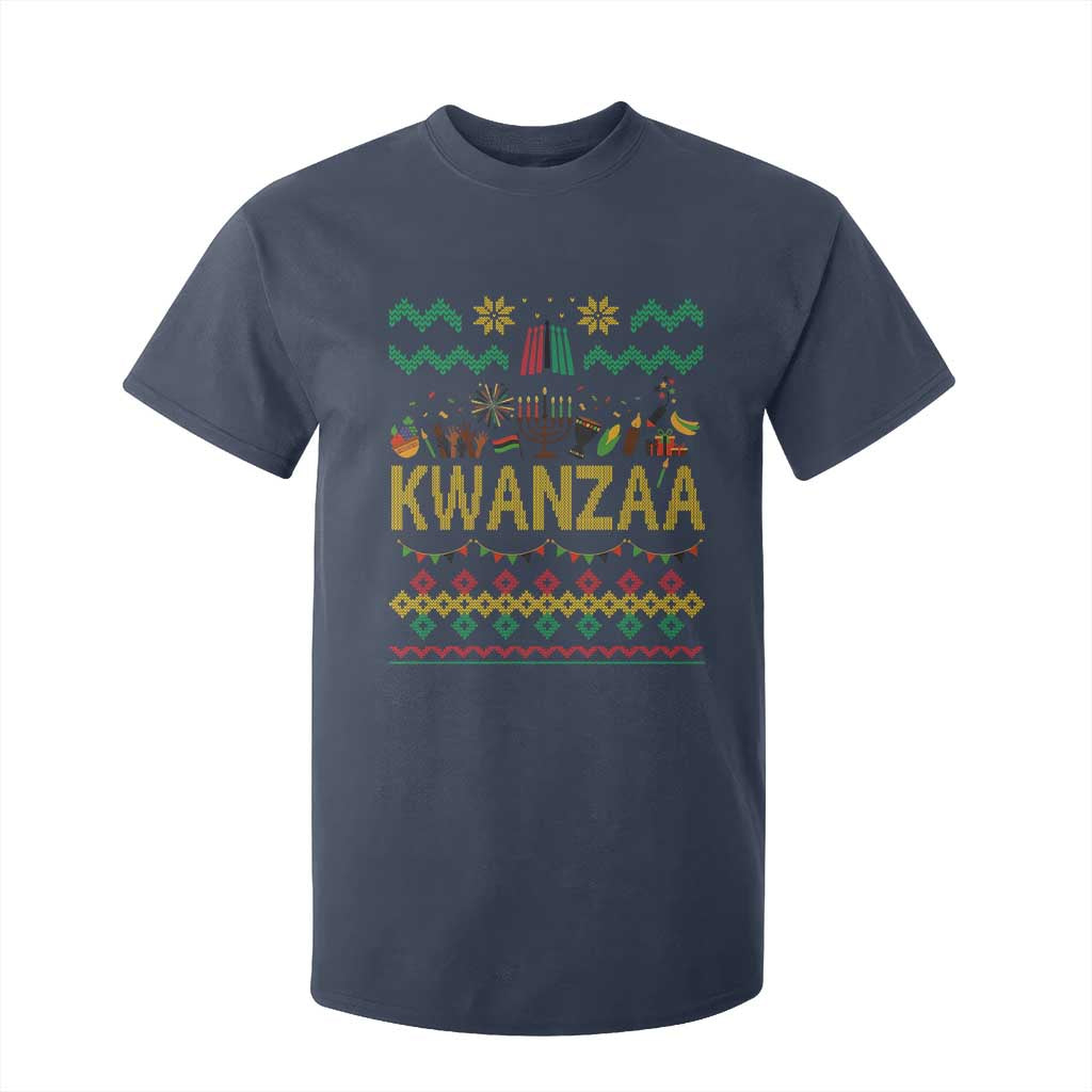 Funny Kwanzaa Celebration Ugly Sweater T Shirt For Kid African Heritage Holiday Gift TS12 Navy Print Your Wear
