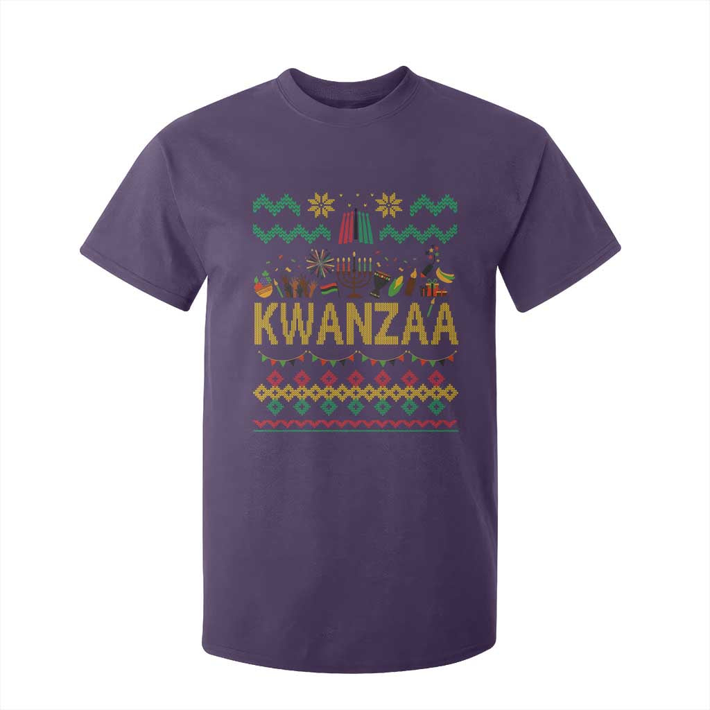 Funny Kwanzaa Celebration Ugly Sweater T Shirt For Kid African Heritage Holiday Gift TS12 Purple Print Your Wear