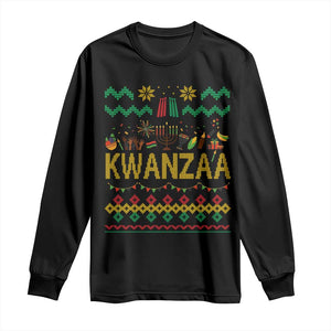 Funny Kwanzaa Celebration Ugly Sweater Long Sleeve Shirt African Heritage Holiday Gift TS12 Black Print Your Wear
