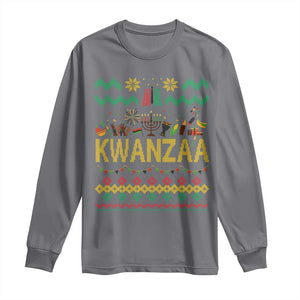 Funny Kwanzaa Celebration Ugly Sweater Long Sleeve Shirt African Heritage Holiday Gift TS12 Charcoal Print Your Wear