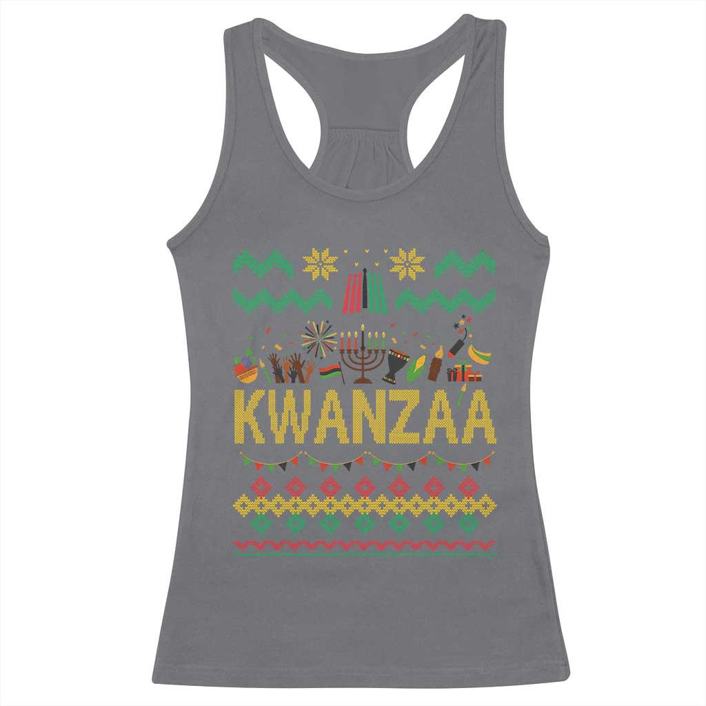Funny Kwanzaa Celebration Ugly Sweater Racerback Tank Top African Heritage Holiday Gift TS12 Charcoal Print Your Wear