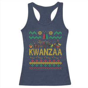 Funny Kwanzaa Celebration Ugly Sweater Racerback Tank Top African Heritage Holiday Gift TS12 Navy Print Your Wear