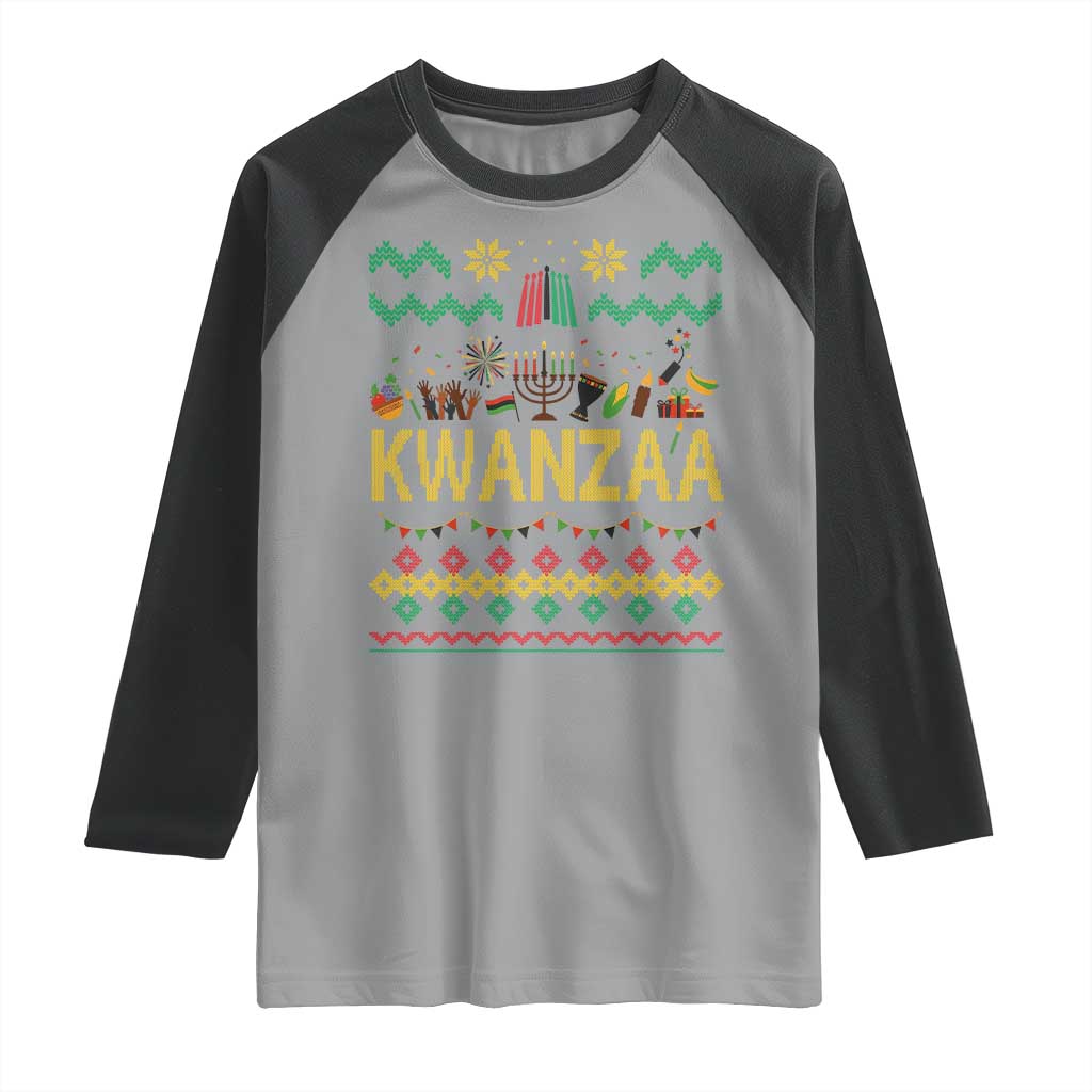 Funny Kwanzaa Celebration Ugly Sweater Raglan Shirt African Heritage Holiday Gift TS12 Sport Gray Black Print Your Wear
