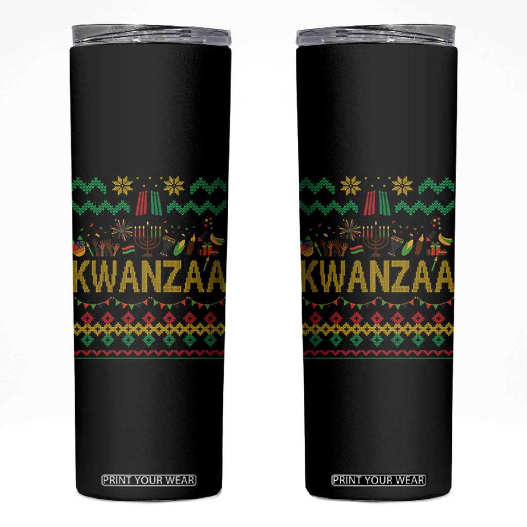 Funny Kwanzaa Celebration Ugly Sweater Skinny Tumbler African Heritage Holiday Gift TS12 Black Print Your Wear