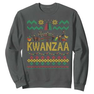 Funny Kwanzaa Celebration Ugly Sweater Sweatshirt African Heritage Holiday Gift TS12 Dark Heather Print Your Wear