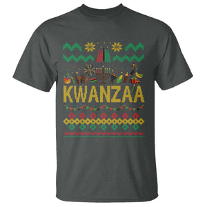 Funny Kwanzaa Celebration Ugly Sweater T Shirt African Heritage Holiday Gift TS12 Dark Heather Print Your Wear