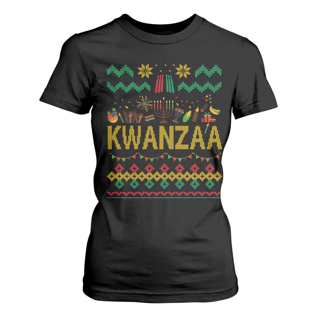 Funny Kwanzaa Celebration Ugly Sweater T Shirt For Women African Heritage Holiday Gift TS12 Black Print Your Wear
