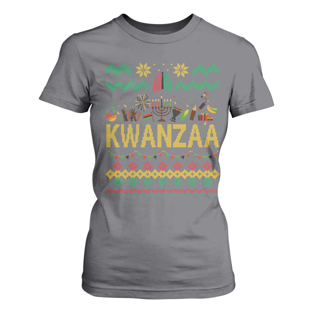 Funny Kwanzaa Celebration Ugly Sweater T Shirt For Women African Heritage Holiday Gift TS12 Charcoal Print Your Wear
