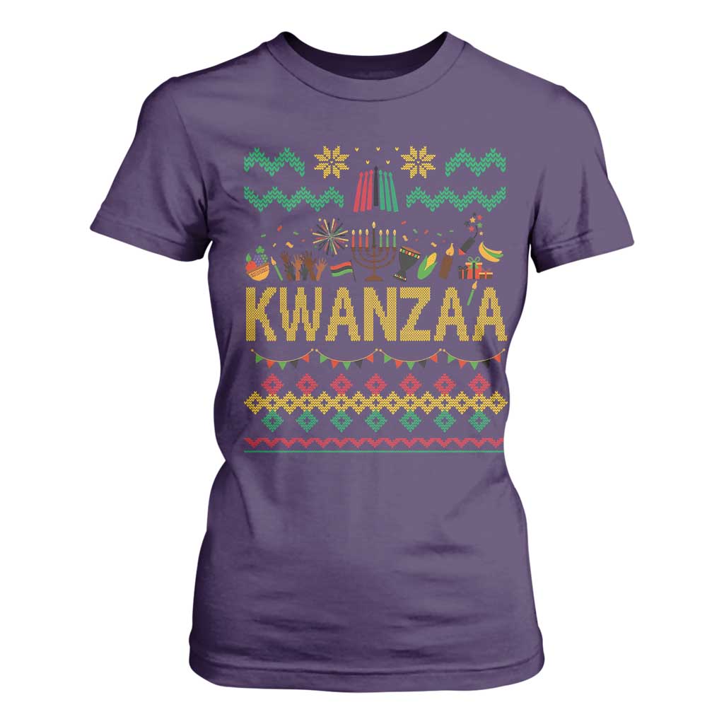 Funny Kwanzaa Celebration Ugly Sweater T Shirt For Women African Heritage Holiday Gift TS12 Purple Print Your Wear