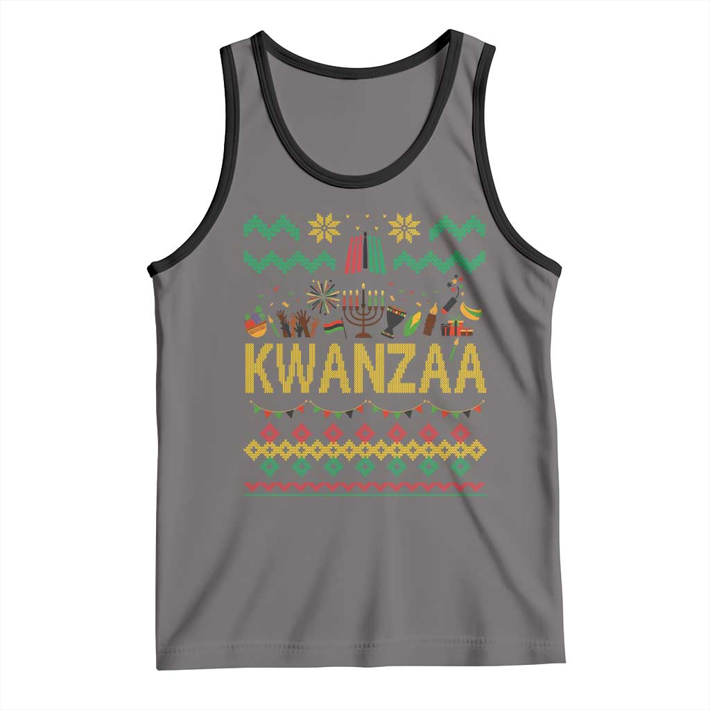 Funny Kwanzaa Celebration Ugly Sweater Tank Top African Heritage Holiday Gift TS12 Deep Heather Black Print Your Wear