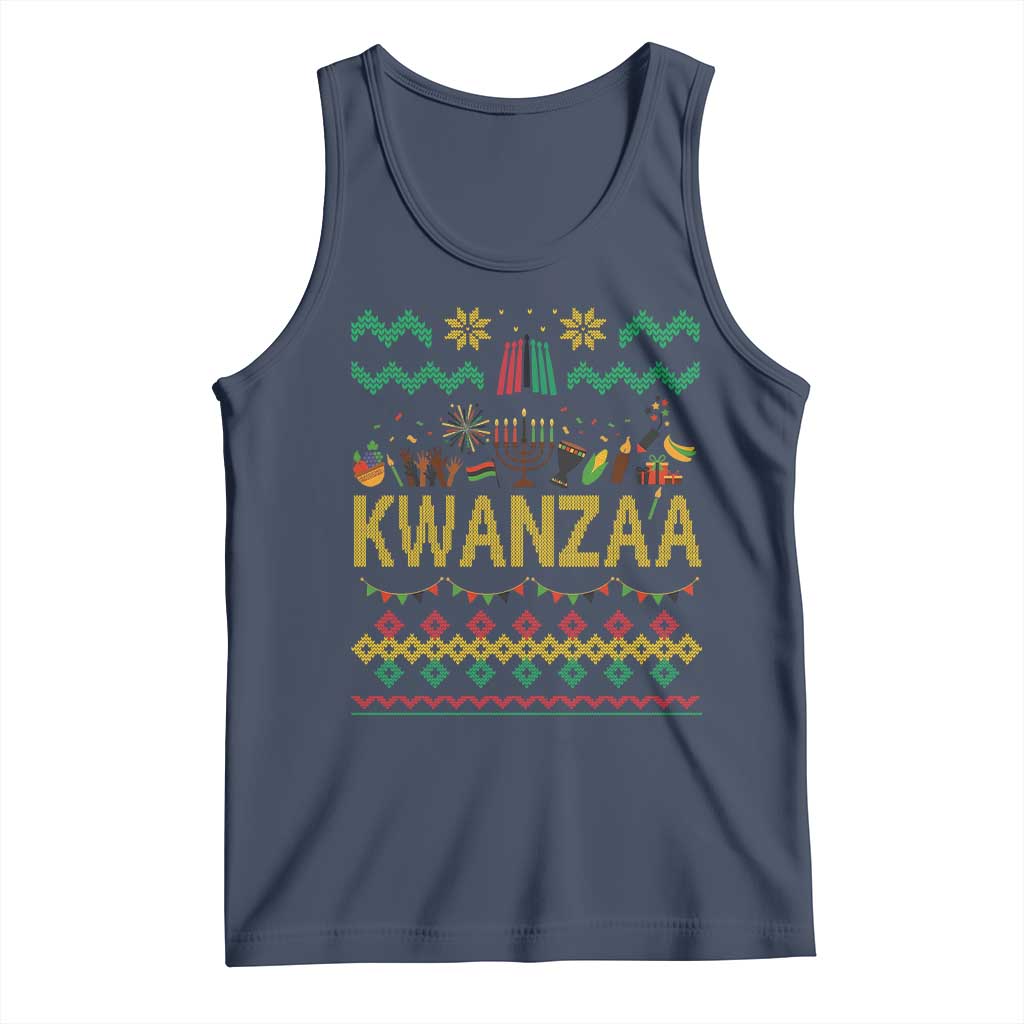 Funny Kwanzaa Celebration Ugly Sweater Tank Top African Heritage Holiday Gift TS12 Navy Print Your Wear