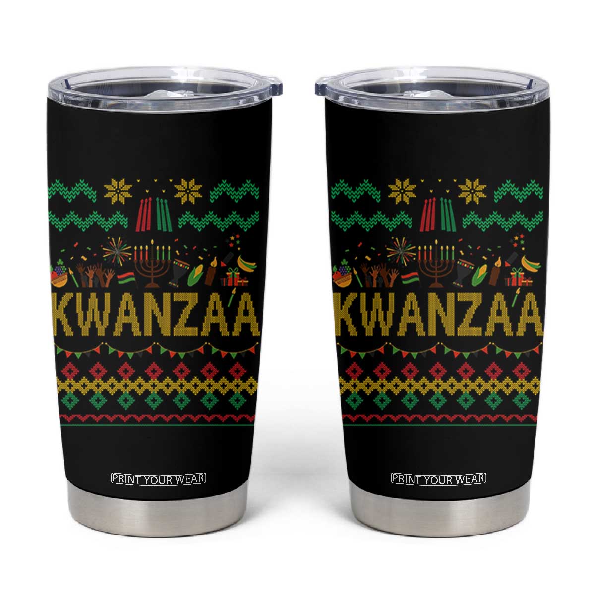 Funny Kwanzaa Celebration Ugly Sweater Tumbler Cup African Heritage Holiday Gift TS12 Black Print Your Wear