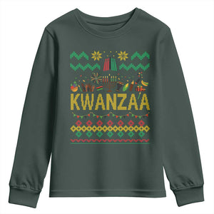 Funny Kwanzaa Celebration Ugly Sweater Youth Sweatshirt African Heritage Holiday Gift TS12 Dark Forest Green Print Your Wear