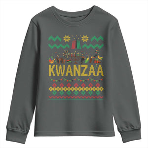 Funny Kwanzaa Celebration Ugly Sweater Youth Sweatshirt African Heritage Holiday Gift TS12 Dark Heather Print Your Wear