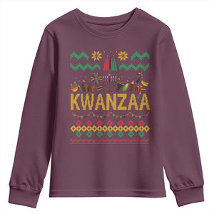 Funny Kwanzaa Celebration Ugly Sweater Youth Sweatshirt African Heritage Holiday Gift TS12 Maroon Print Your Wear
