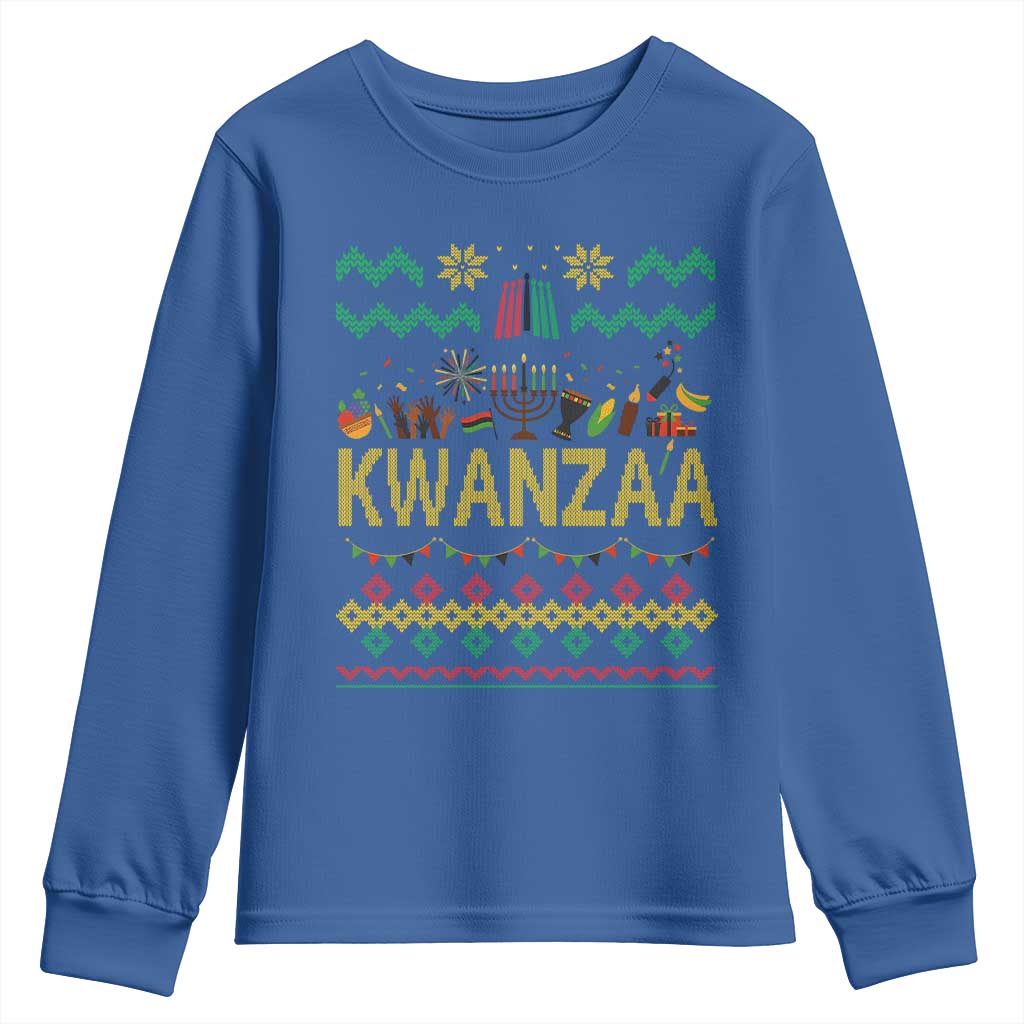 Funny Kwanzaa Celebration Ugly Sweater Youth Sweatshirt African Heritage Holiday Gift TS12 Royal Blue Print Your Wear