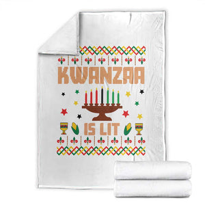 Funny Kwanzaa Is Lit Throw Blanket Ugly Sweater African Heritage Holiday Gift TS12 White Print Your Wear