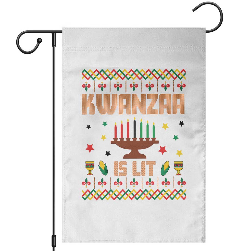 Funny Kwanzaa Is Lit Garden Flag Ugly Sweater African Heritage Holiday Gift TS12 White Print Your Wear