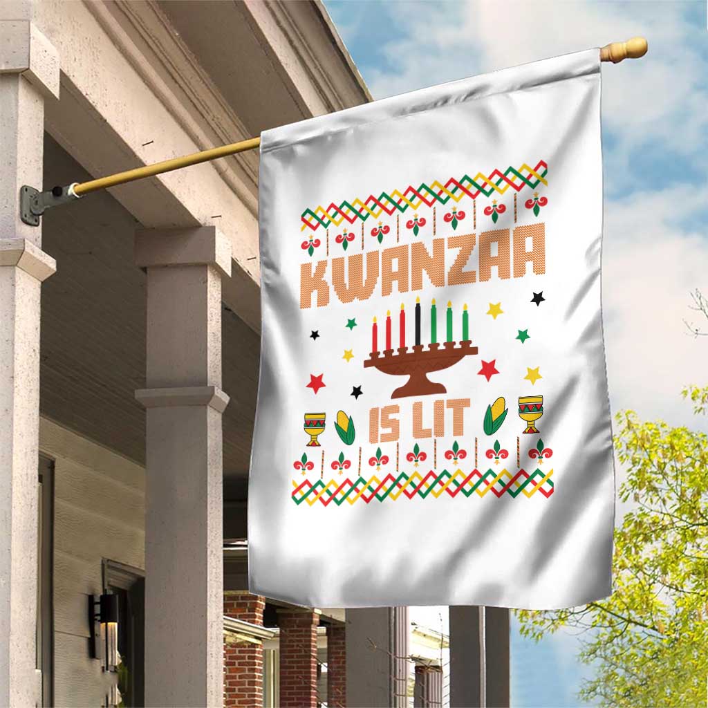 Funny Kwanzaa Is Lit Garden Flag Ugly Sweater African Heritage Holiday Gift TS12 Print Your Wear