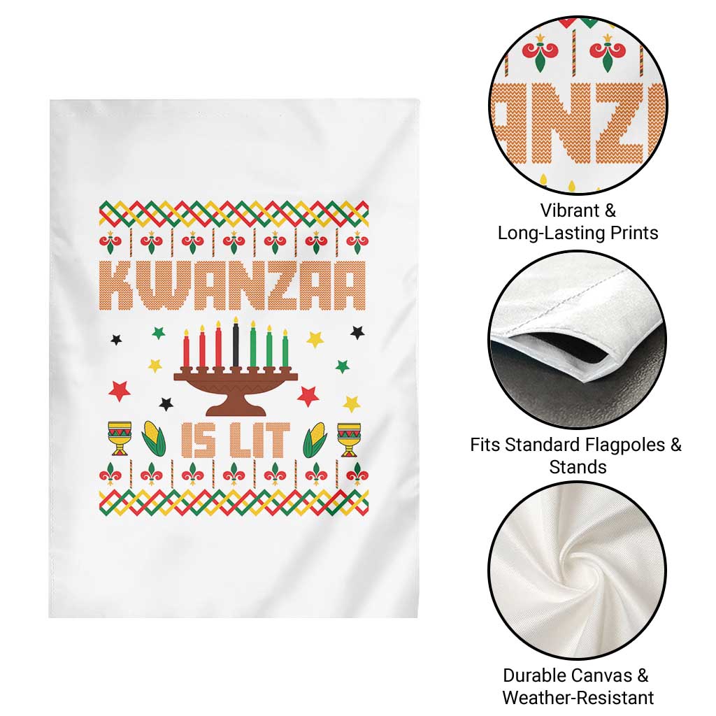 Funny Kwanzaa Is Lit Garden Flag Ugly Sweater African Heritage Holiday Gift TS12 Print Your Wear