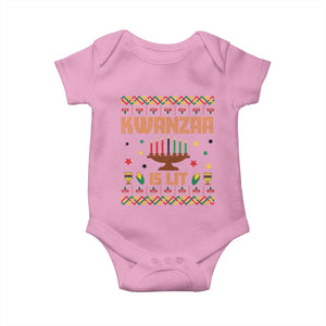 Funny Kwanzaa Is Lit Baby Onesie Ugly Sweater African Heritage Holiday Gift TS12 Light Pink Print Your Wear