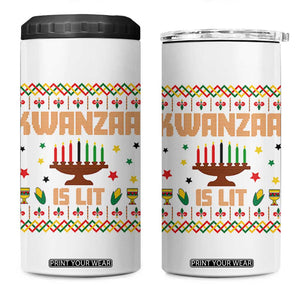 Funny Kwanzaa Is Lit 4 in 1 Can Cooler Tumbler Ugly Sweater African Heritage Holiday Gift TS12 One Size: 16 oz White Print Your Wear