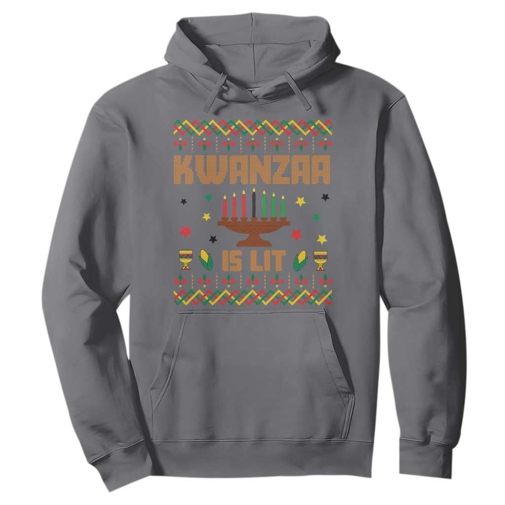 Funny Kwanzaa Is Lit Hoodie Ugly Sweater African Heritage Holiday Gift TS12 Charcoal Print Your Wear