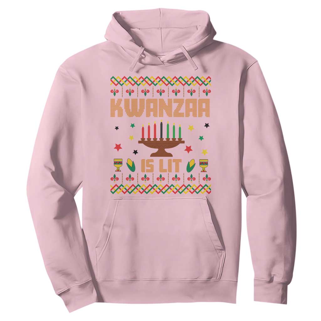 Funny Kwanzaa Is Lit Hoodie Ugly Sweater African Heritage Holiday Gift TS12 Light Pink Print Your Wear
